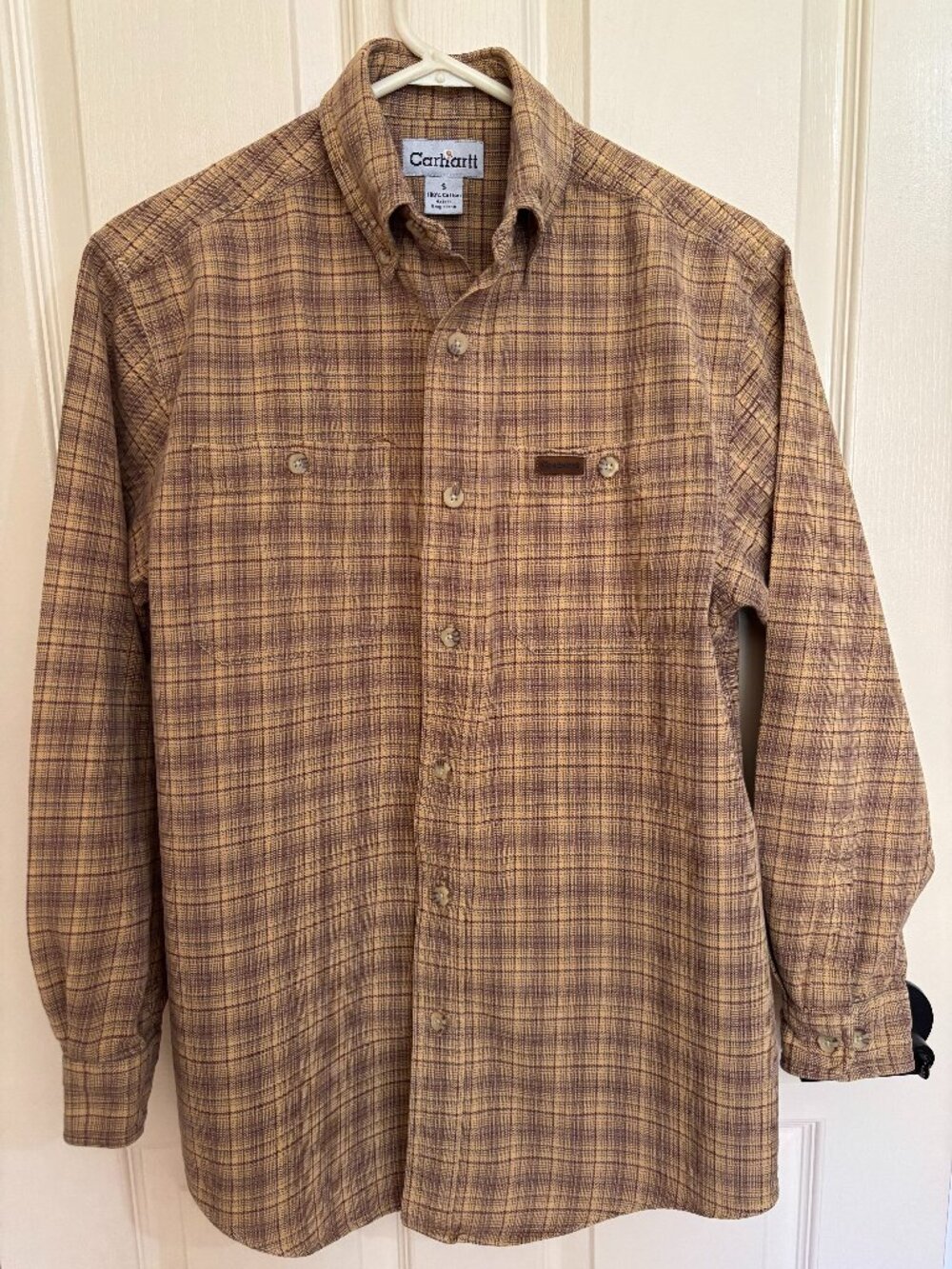 Carhartt beige and brown flannel shirt size S women